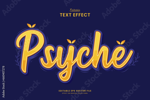 decorative editable curvy yellow psyche text effect vector design
