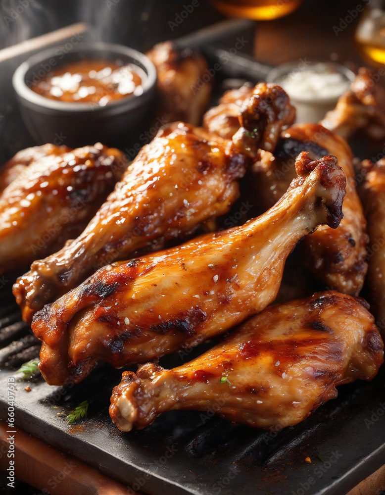 Delicious BBQ Chicken Wings Up Close
