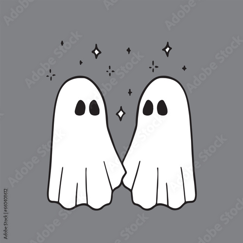 two ghosts shaking hands 