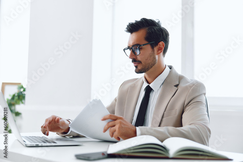 Office paper holding planning businessman