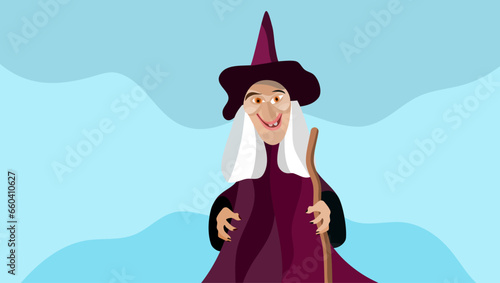 Witch flat vector illustration