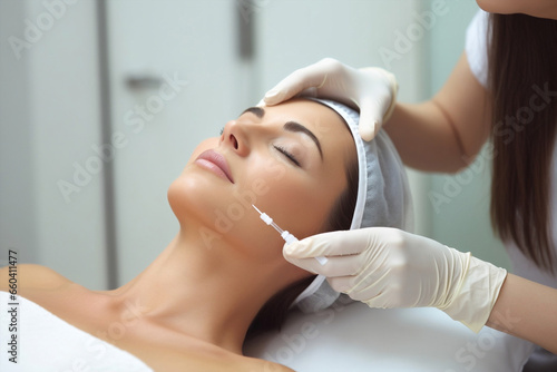 Woman spa treatment doctor female skin beauty clinic therapy face cosmetology injection
