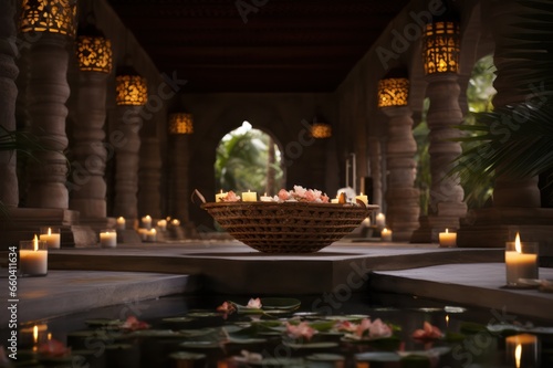 spa interior with pool and candles