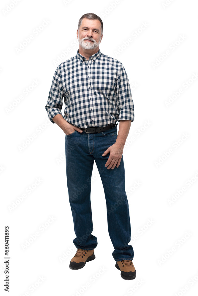 mature happy handyman isolated on transparent background