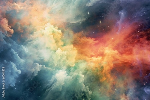 Colorful nebula in space. Generative AI