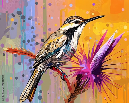 Colorful Bird of Paradise Flower Background Dots and Stripes photo