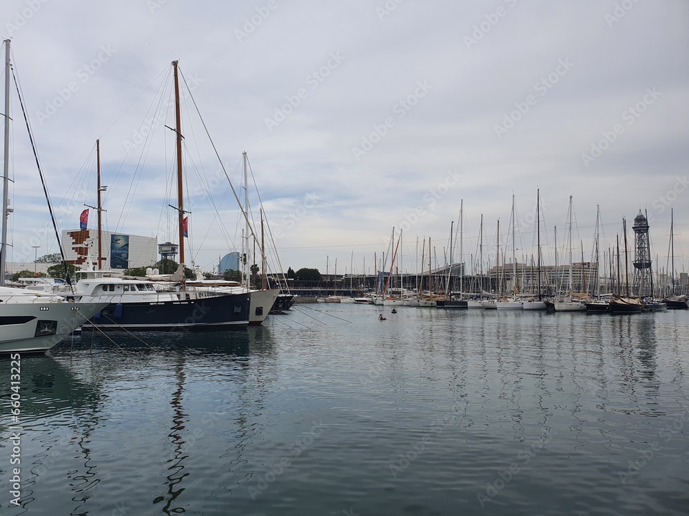 Barcelona, Spain 15 May 2022 - Barcelona boats port vell - Barcelona Harbour
