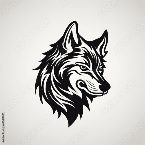 Wolf logo, black and white, AI generated Image