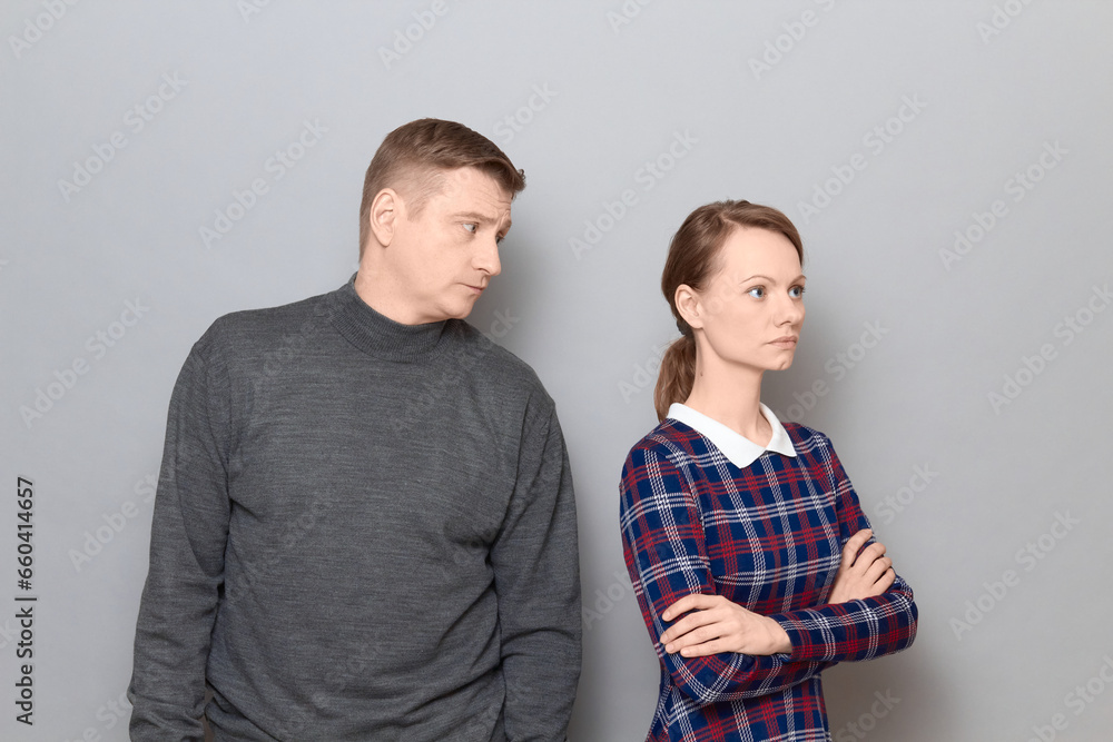 Portrait of couple after quarrel, relationship concept Portrait of couple after quarrel, relationship concept