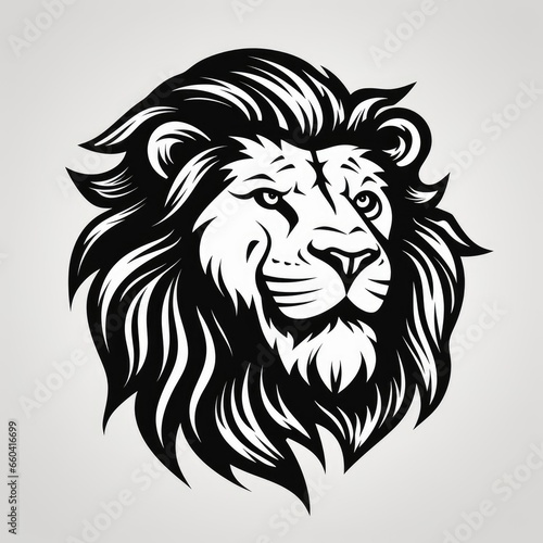 Lion logo  black and white  AI generated Image