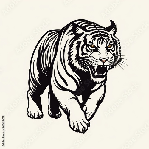Tiger logo, black and white, AI generated Image © marfuah