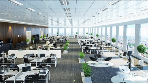 3D animation display of business office area.3D rendering photo