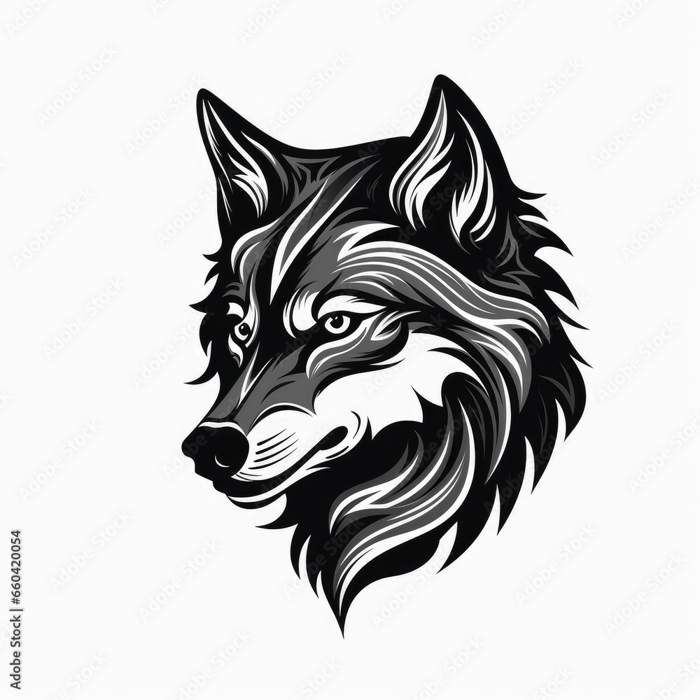 Wolf logo, black and white, AI generated Image Wolf logo, black and white, AI generated Image