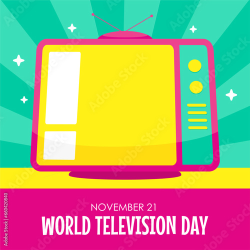 retro world television day poster template vector