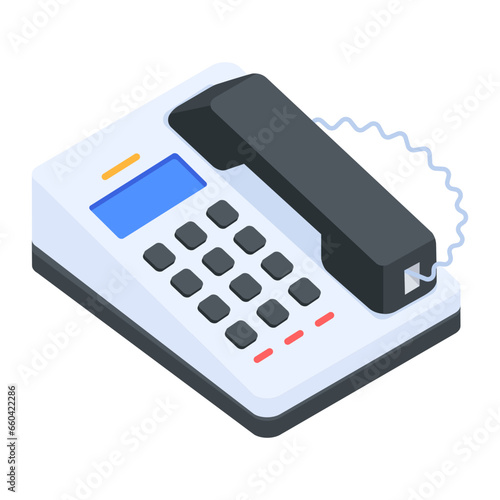 Here’s an isometric icon of landline telephone 
