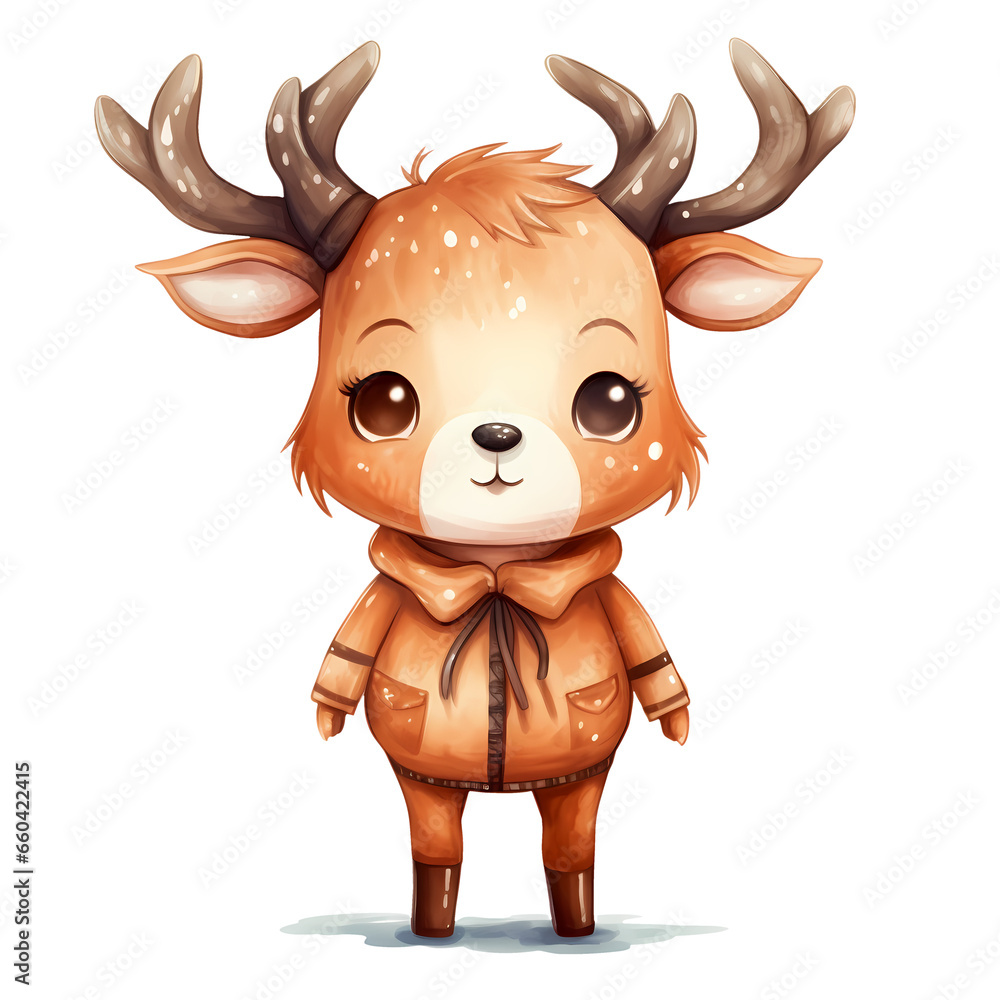 Fototapeta premium Watercolour Reindeer Christmas Clipart Illustration