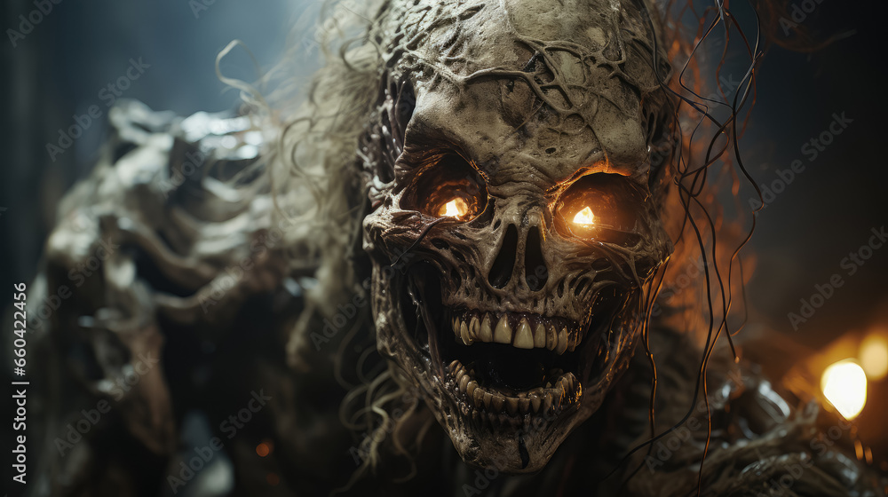 Halloween horror of a zombie walking in scene horror Halloween horror of a zombie walking in scene horror