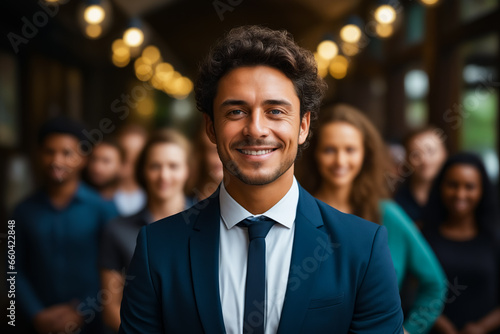 Man in suit and tie smiling for picture. © valentyn640