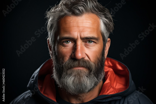 Man with beard and red jacket on. © valentyn640