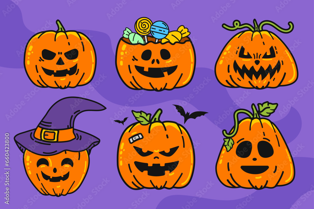 Set of Halloween Pumpkins Set of Halloween Pumpkins