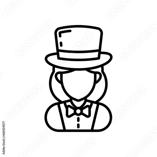 Female Magician icon in vector. Illustration