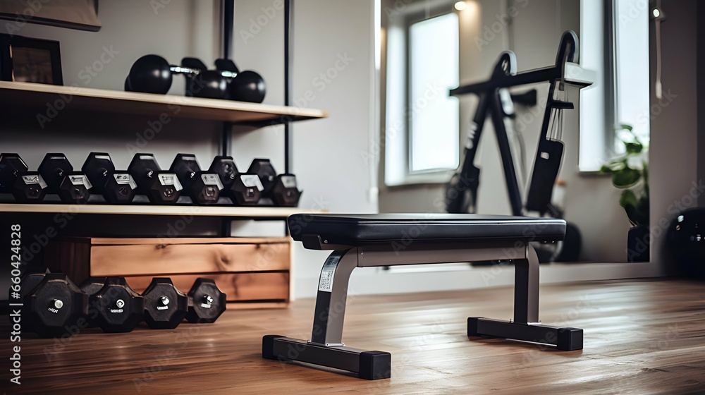 Fototapeta premium equipment in gym with dumbbells
