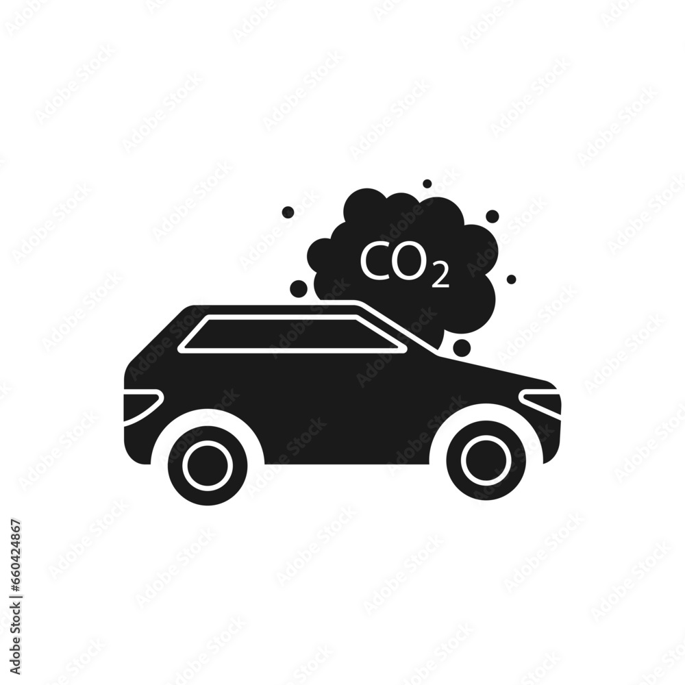 Car, auto with CO2 cloud, emission level Car, auto with CO2 cloud, emission level