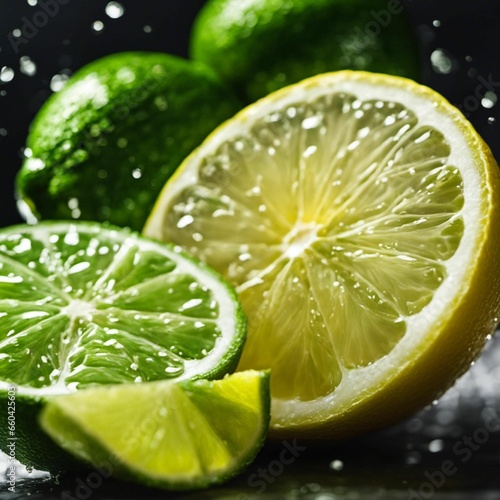 AI generated illustration of fresh juicy lemon and limes