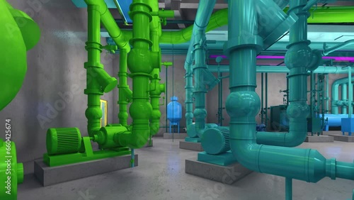 3d rendering,3D animation simulation of mechanical and electrical engineering installation completion display 01