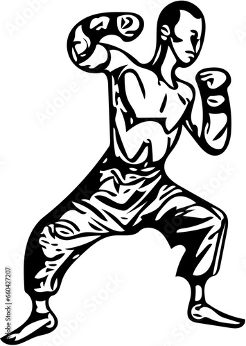 Muay thai kick boxer illustration  martial arts fighter  sport drawing  mma fighter