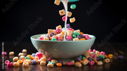 Colorful Cereal with Milk
