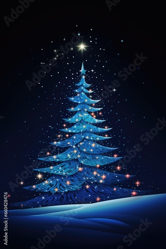 xmas of christmas tree on dark background. © Synthetica