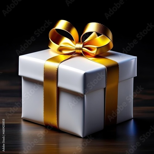 golden gift box with ribbon