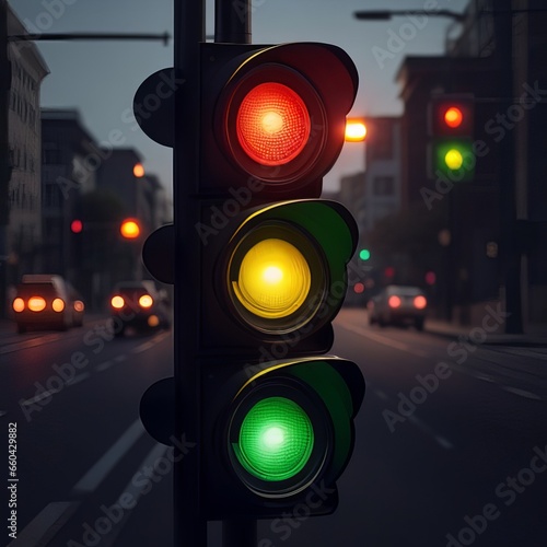 Stunning Photo-realistic Traffic Lights Displaying All Three Colors Simultaneously. 