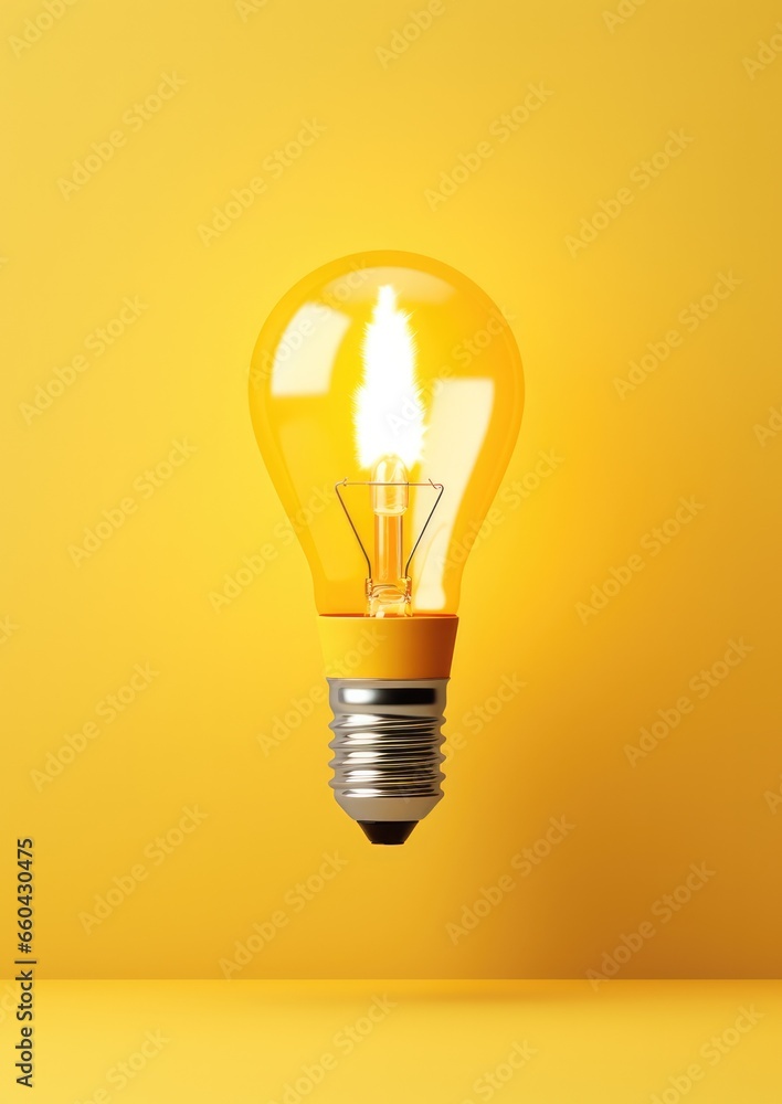 Light yellow bulb with a lot of ideas brainstorming concept, rocket shape. Generative Ai Light yellow bulb with a lot of ideas brainstorming concept, rocket shape. Generative Ai