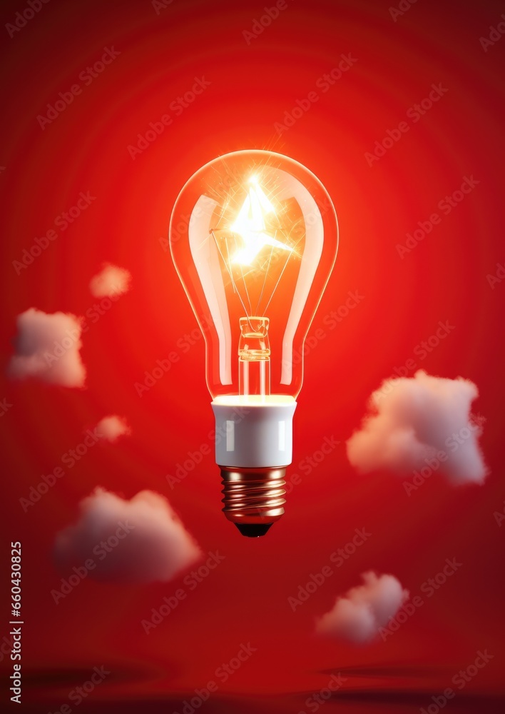 Light yellow bulb with a lot of ideas brainstorming concept, rocket shape. Generative Ai Light yellow bulb with a lot of ideas brainstorming concept, rocket shape. Generative Ai
