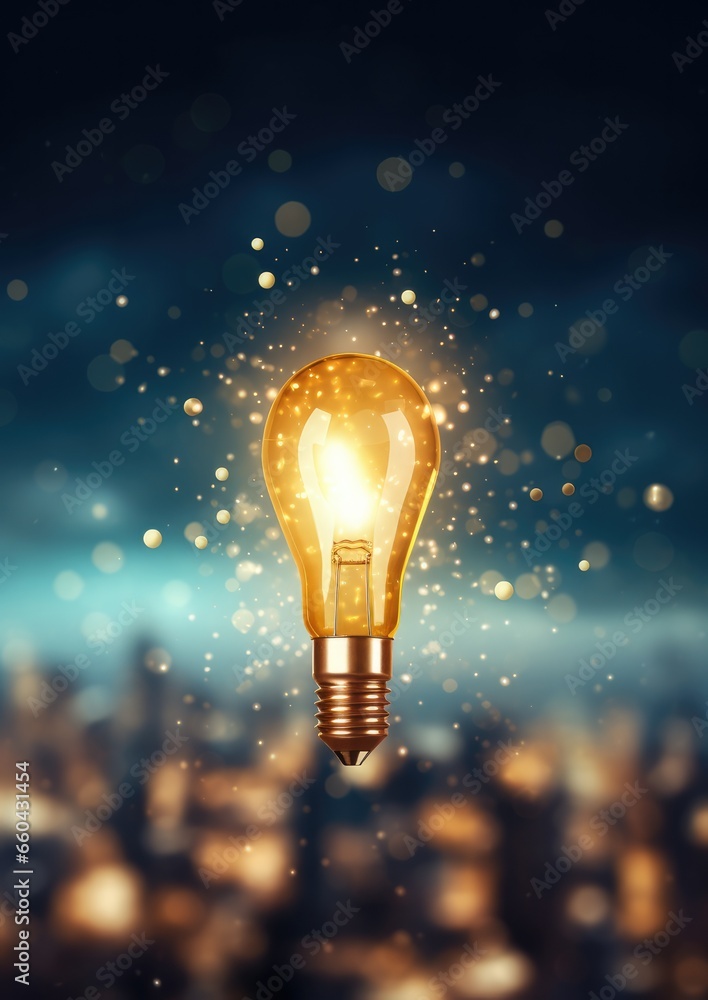 Light yellow bulb with a lot of ideas brainstorming concept, rocket shape. Generative Ai Light yellow bulb with a lot of ideas brainstorming concept, rocket shape. Generative Ai