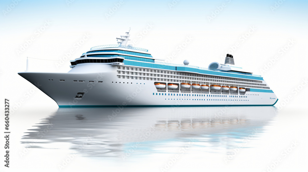 Cruise ship on white background