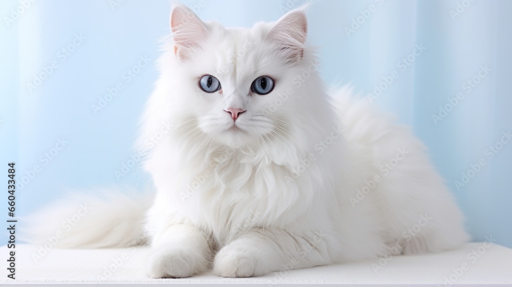 white cat on a white background