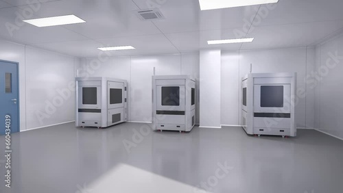 Laboratory, equipment 3D animation simulation.3D rendering photo