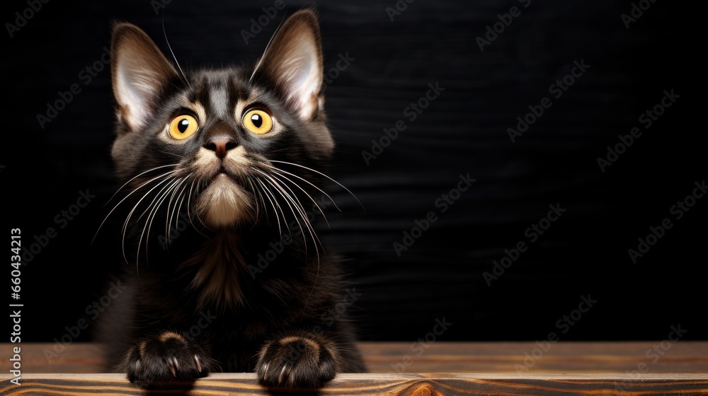 blck cat on a black background