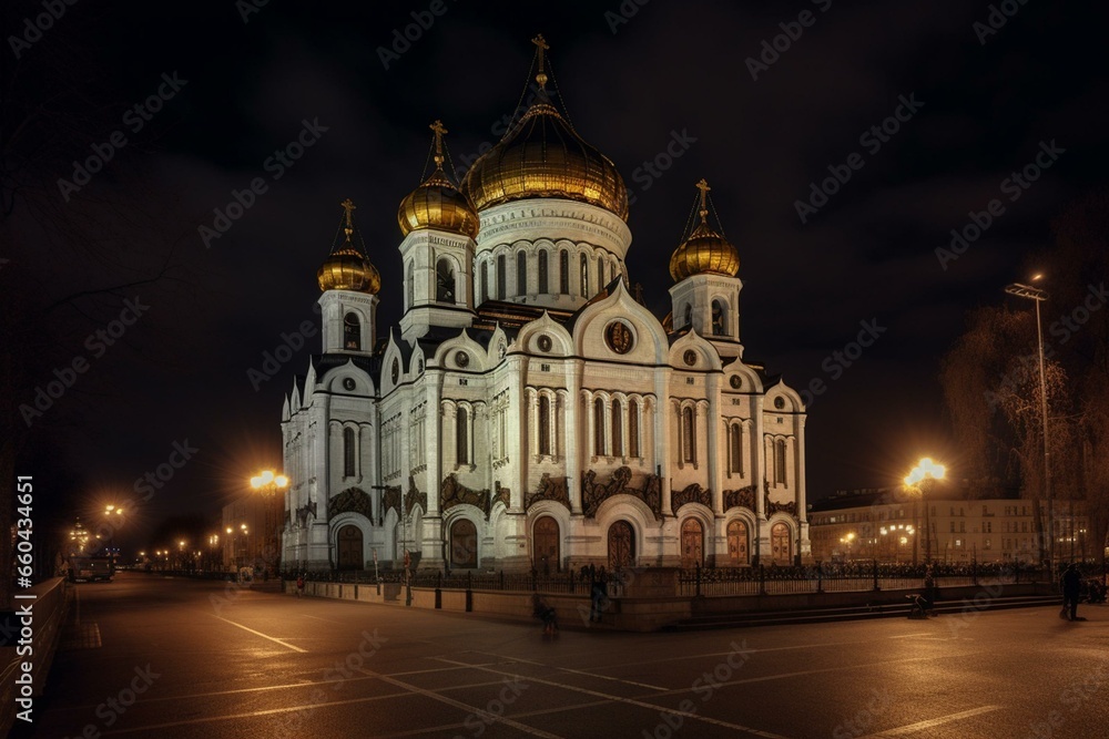 Cathedral in Moscow. Generative AI