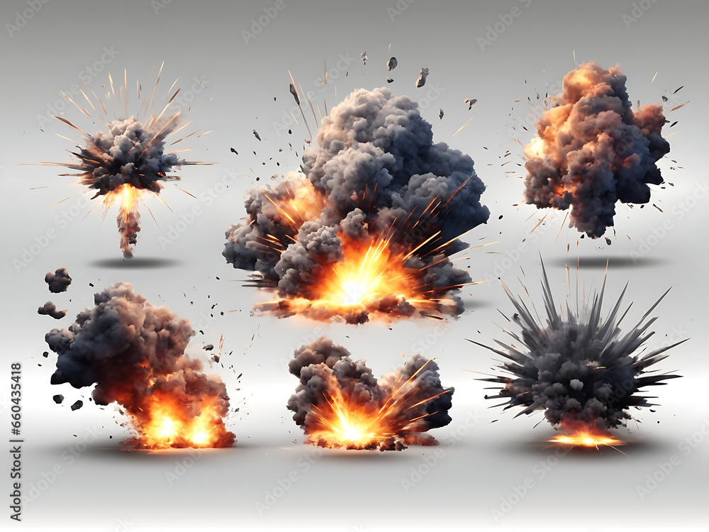 Set of explosions isolated,background