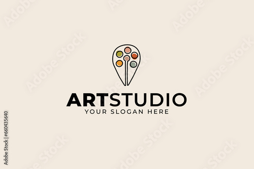 brushes and color palette symbol logo design for artist dan entertainment