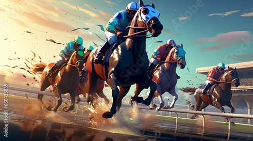 Dive into the electrifying world of pixel-perfect horse racing where only the fastest prevail.  photo