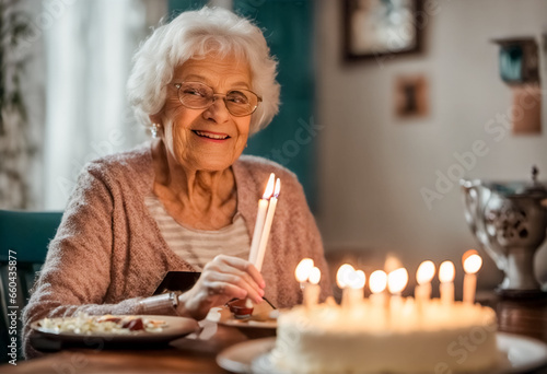 Una celebrazione intima, compleanno di una anziana signora II photo