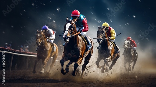 Experience the thrill of pixel-perfect horse racing in a futuristic world of unparalleled excitement.  photo