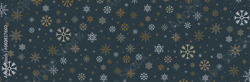 Ensemble de flocons de neige pour les fêtes de Noël ou du jour de l'an - Bannière de motifs festifs - Flocons de différentes tailles - Éléments vectoriels éditables - Arrière-plan décoratif - Fond 