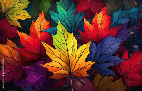 Image of autumn-colored leaves for downloading as a wallpaper, perfect for autumn and nature. Generative AI