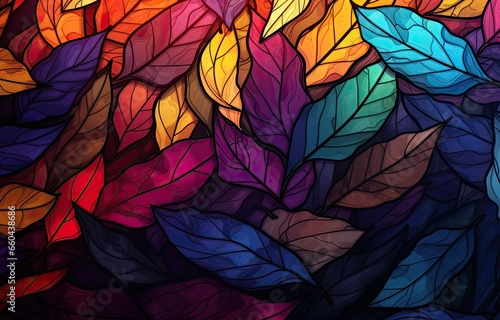 Image of autumn-colored leaves for downloading as a wallpaper  perfect for autumn and nature. Generative AI
